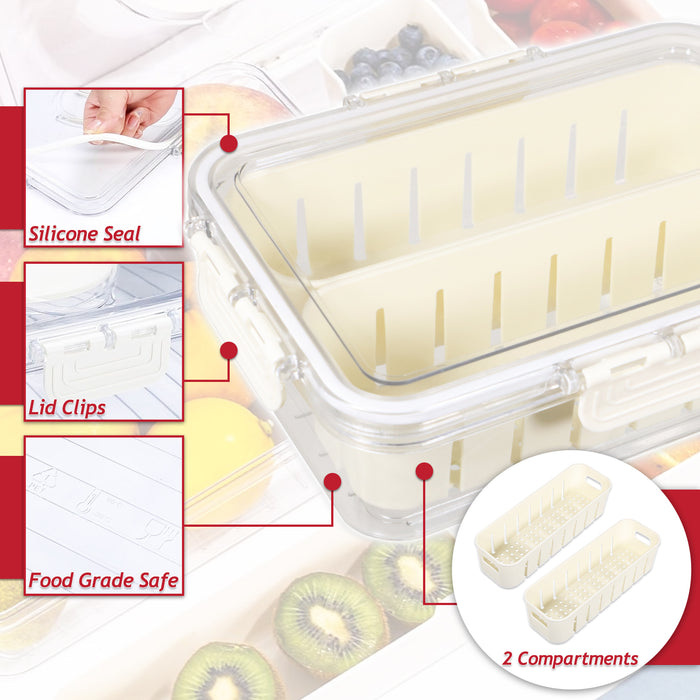 Food Storage Container with Securing Clips Lid and 2 Removable Divider Compartments (Small)