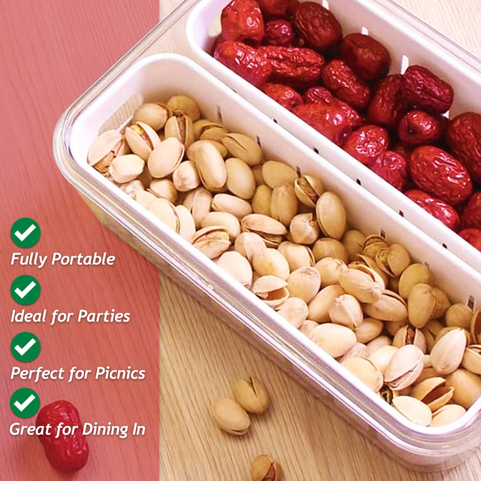 Food Storage Container with Securing Clips Lid and 2 Removable Divider Compartments (Small)