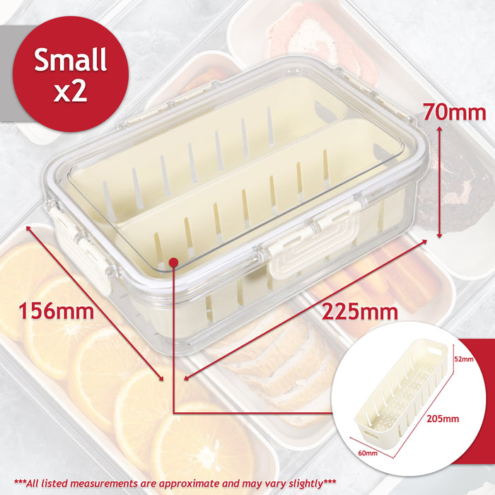 Food Storage Containers with Securing Clips Lid and 2 Removable Divider Compartments (Small, Pack of 2)