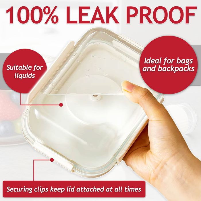 Vacuum Food Storage Glass Container with Securing Clips Lid + Manual Sealing Pump (Medium, 1040ml)