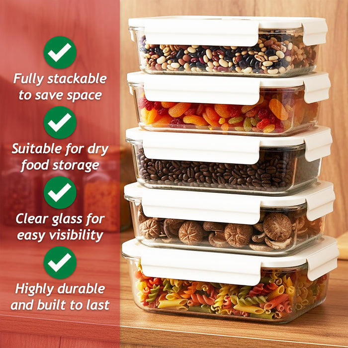 Vacuum Food Storage Glass Container with Securing Clips Lid + Manual Sealing Pump (Medium, 1040ml)