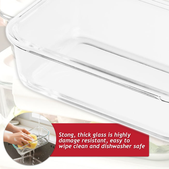 Vacuum Food Storage Glass Container with Securing Clips Lid + Manual Sealing Pump (Medium, 1040ml)