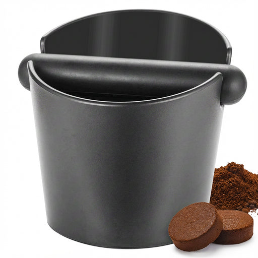 Coffee Knock Box with Non-Slip Base and Detachable Bar Espresso Grounds Grind Bin Container (Matt Black, 4.9")