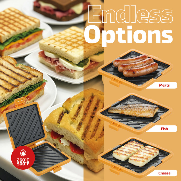 Microwave Toastie Maker Sandwich Grill Microwaveable Grilled Non-stick Silicone Compact Design Quick and Easy Dishwasher safe