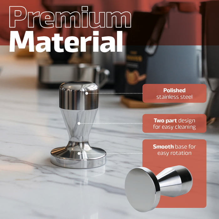 Coffee Tamper Tool 51mm 53mm Barista Accessories Stainless Steel 560g Ergonomic