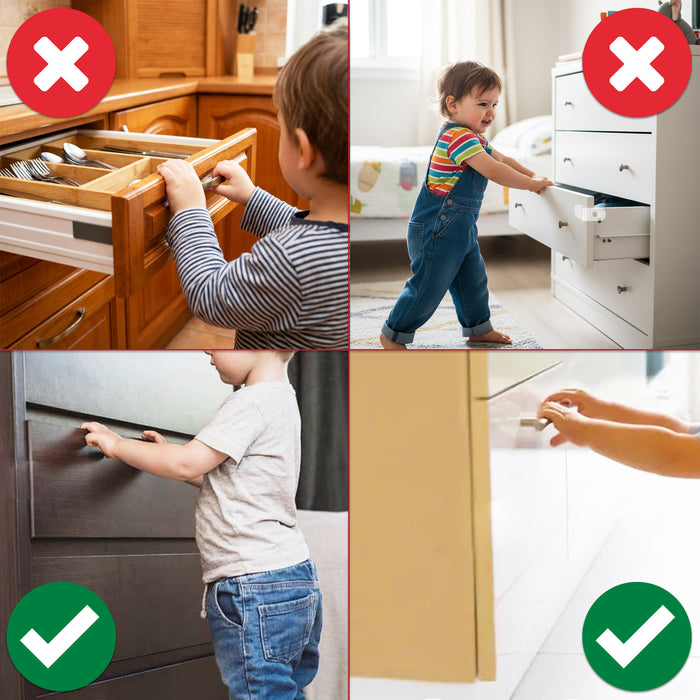 Magnetic Child Safety Lock Kit Cupboard Drawer Cabinet Furniture Safe Baby Proofing Set (10 x Locks + 2 x Keys + 10 x Corner Protectors)