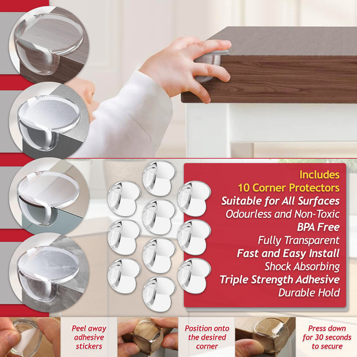 Magnetic Child Safety Lock Kit Cupboard Drawer Cabinet Furniture Safe Baby Proofing Set (10 x Locks + 2 x Keys + 10 x Corner Protectors)
