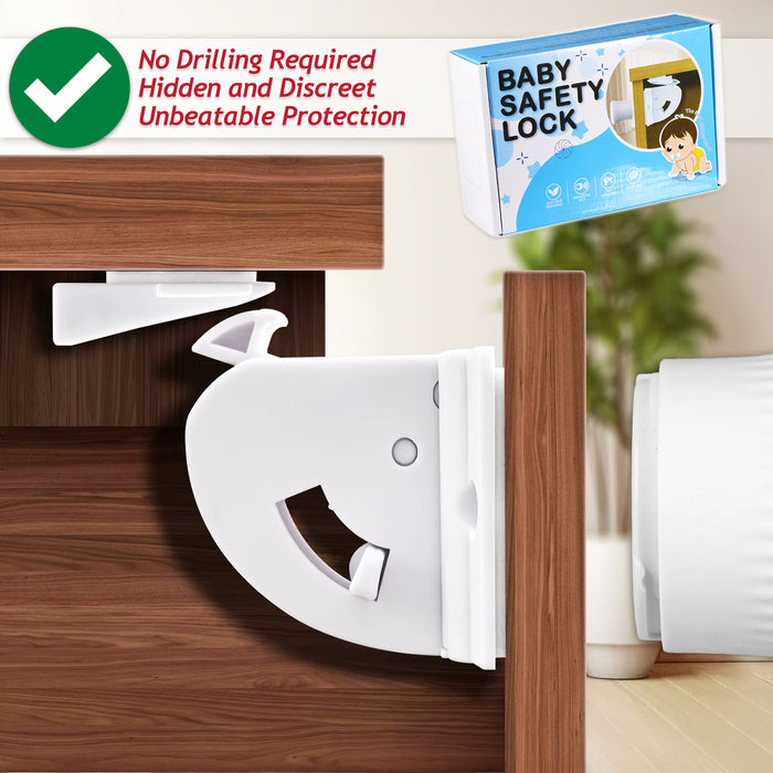 Magnetic Child Safety Lock Kit Cupboard Drawer Cabinet Furniture Safe Baby Proofing Set (10 x Locks + 2 x Keys + 10 x Corner Protectors)