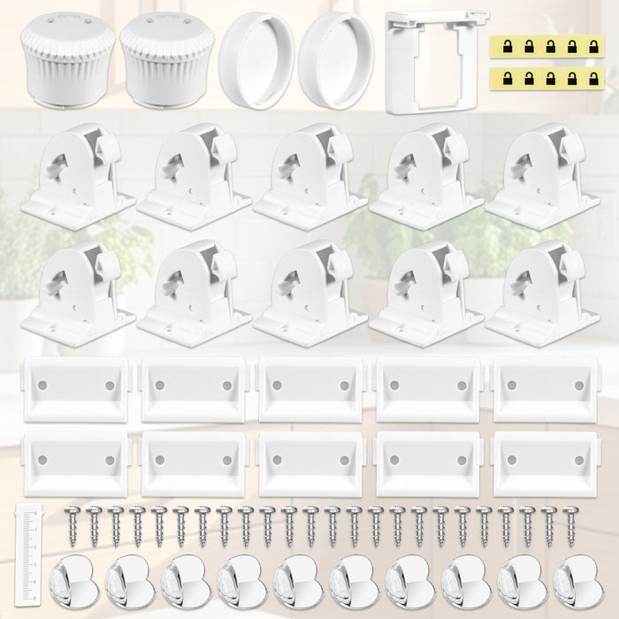 Magnetic Child Safety Lock Kit Cupboard Drawer Cabinet Furniture Safe Baby Proofing Set (10 x Locks + 2 x Keys + 10 x Corner Protectors)