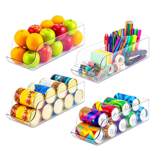 Can Dispenser Fridge Container Clear Pantry Tin Food Drink Supply Shelf Storage Organiser Drawers (Pack of 4)