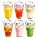 Glass Tumblers with Straws and Lids Thick Clear Ribbed 3-in-1 Cup Glasses (600ml Capacity, Pack of 6)