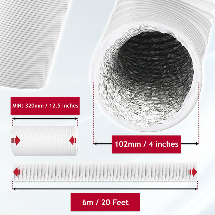 Tumble Dryer Vent Hose 4" 6m Universal Aluminium Foil Insulated Duct Pipe