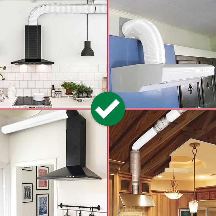 Cooker Hood Vent Hose 5" 6m Universal Aluminium Foil Insulated Extractor Pipe + Clips