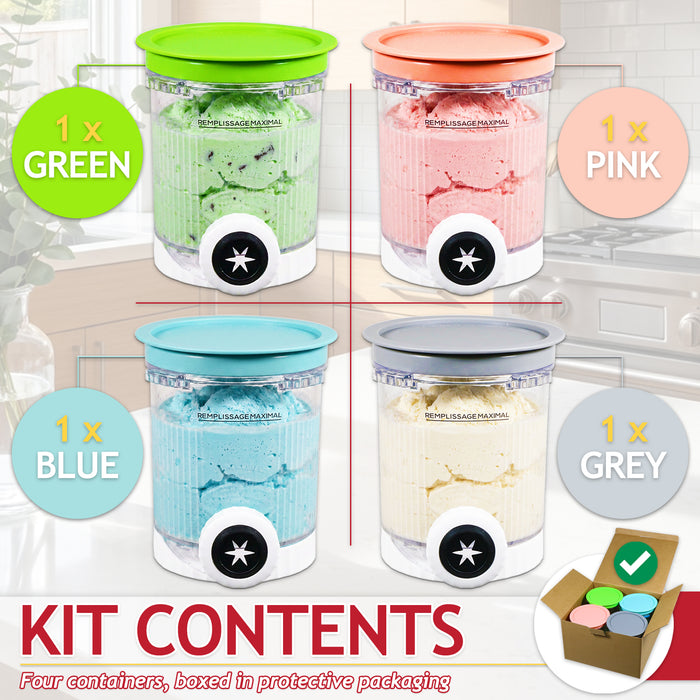 Ice Cream Containers with Lids for Ninja Creami NC700 NC701 NC701C NC701Q CN701CO Scoop & Swirl Machines (Pack of 4, 480ml)