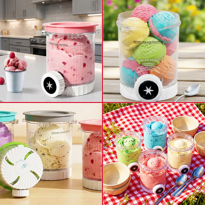 Ice Cream Containers with Lids for Ninja Creami NC700 NC701 NC701C NC701Q CN701CO Scoop & Swirl Machines (Pack of 4, 480ml)