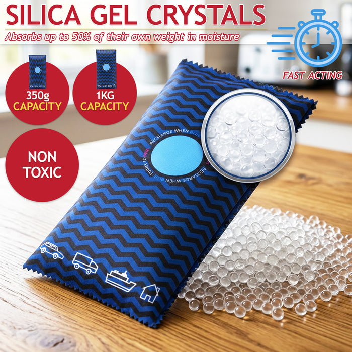 Reusable Dehumidifier Car Home Moisture Absorber Silica Gel Desiccant Bags with Non-Slip Mats (350g + 1KG)