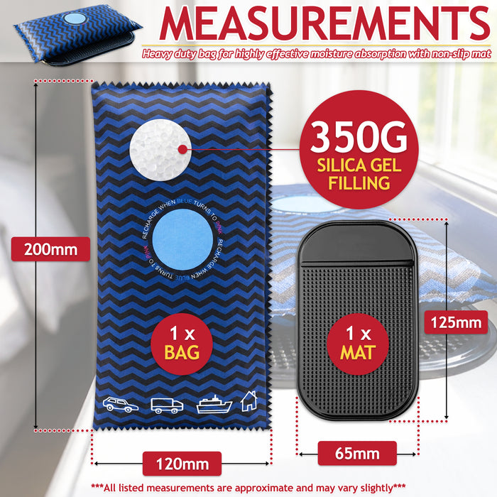 Reusable Dehumidifier Car Home Moisture Absorber Silica Gel Desiccant Bag with Non-Slip Mat (350g)