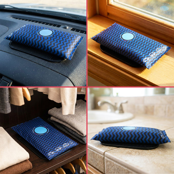 Reusable Dehumidifier Car Home Moisture Absorber Silica Gel Desiccant Bags with Non-Slip Mats (2 x 350g + 2 x 1KG)