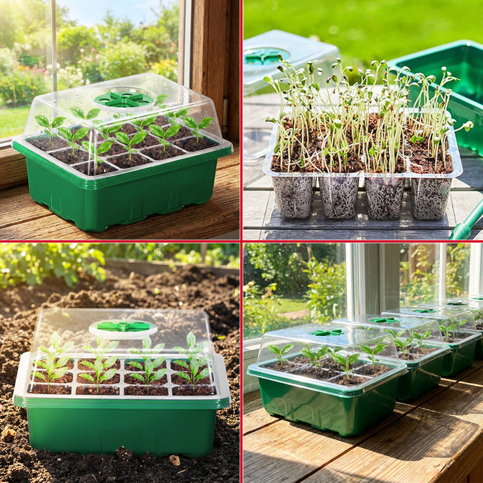 Seed Starting Propagator Tray Garden Plant Seedling Germination Starter Grow Kit (Pack of 10, 120 Cells)