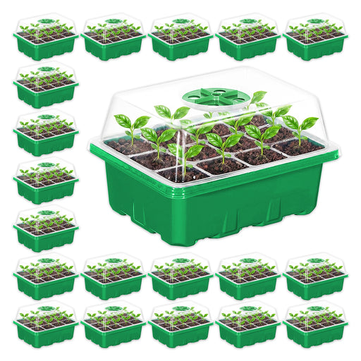 Seed Starting Propagator Tray Garden Plant Seedling Germination Starter Grow Kit (Pack of 20, 240 Cells)
