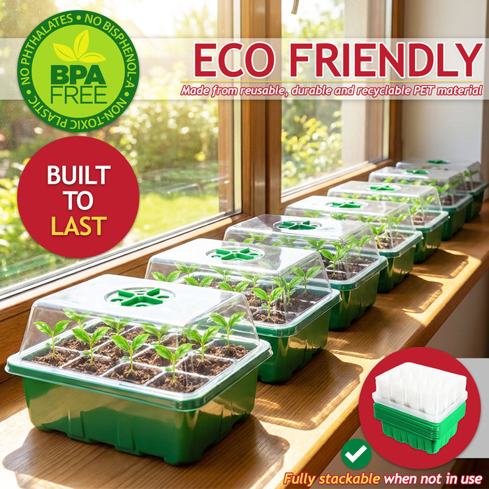 Seed Starting Propagator Tray Garden Plant Seedling Germination Starter Grow Kit (Pack of 20, 240 Cells)