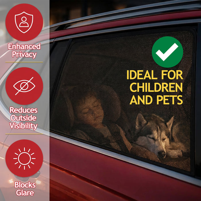 Universal Car Rear Window Shades Sun Glare Protection Back Passenger Seat Privacy Shade (Pack of 2)
