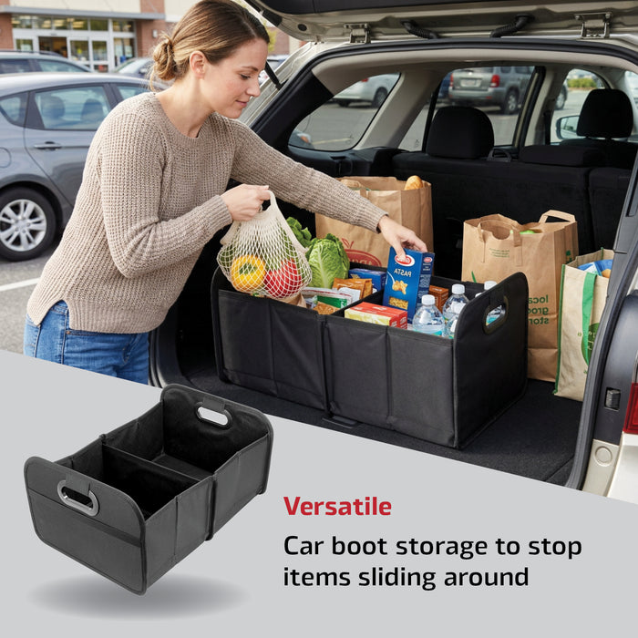 Car Boot Organiser with Mesh Pocket Washable Collapsible Non-slip Storage