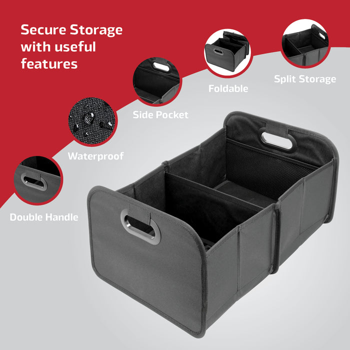 Car Boot Organiser with Mesh Pocket Washable Collapsible Non-slip Storage