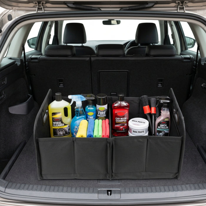 Car Boot Organiser with Mesh Pocket Washable Collapsible Non-slip Storage