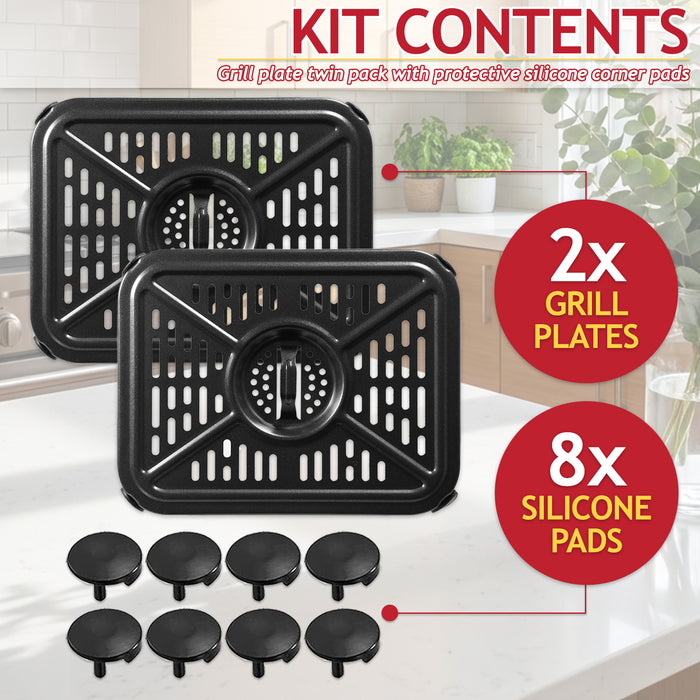Grill Plate Crisper Trays for Ninja AF400UK DZ400UK DZ401 DZ550 Foodi MAX 9.5L 10QT Air Fryer (Pack of 2)
