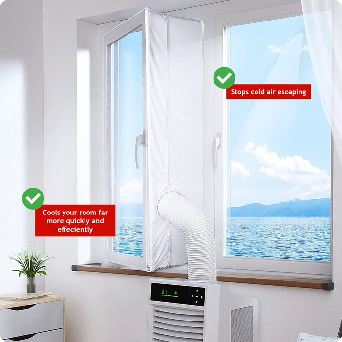 2m Air Con Window Seal Kit Portable Conditioning Unit Zip Hose Vent Universal AC
