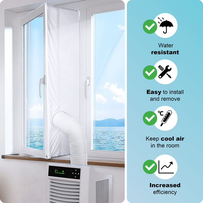2m Air Con Window Seal Kit Portable Conditioning Unit Zip Hose Vent Universal AC