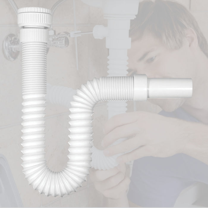 Flexible Waste Trap with Reinforced Steel Wire, White 40-45mm Sink Traps