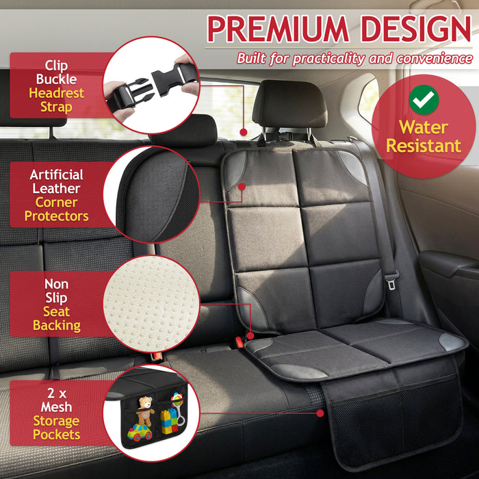 Universal Car Seat Cover Protectors with Storage Pockets for Child Seats Dogs Kids Pets (Pack of 2)