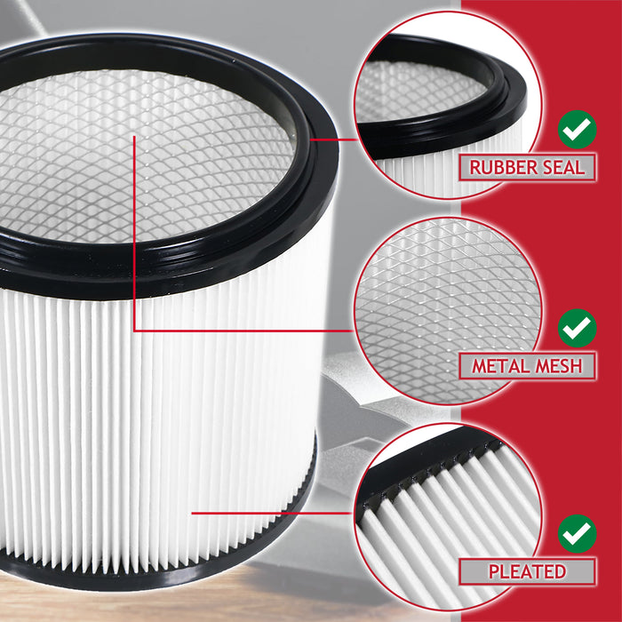 Wet & Dry Cartridge Filter + Foam Sleeve for Lidl Parkside 20L 30L Canister Vacuum Cleaner