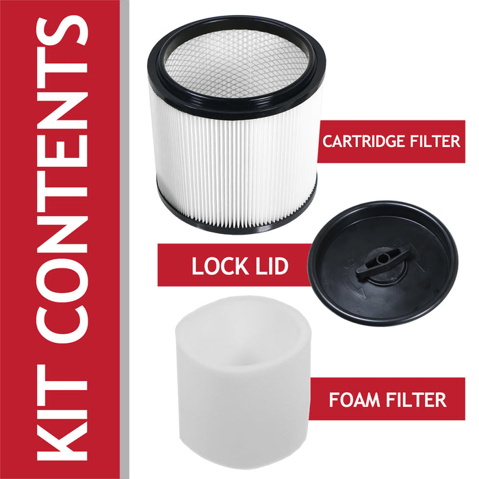 Wet & Dry Cartridge Filter + Foam Sleeve for Titan TTB350 TTB351 TTB671 TTB784 TTB785 Vacuum Cleaner