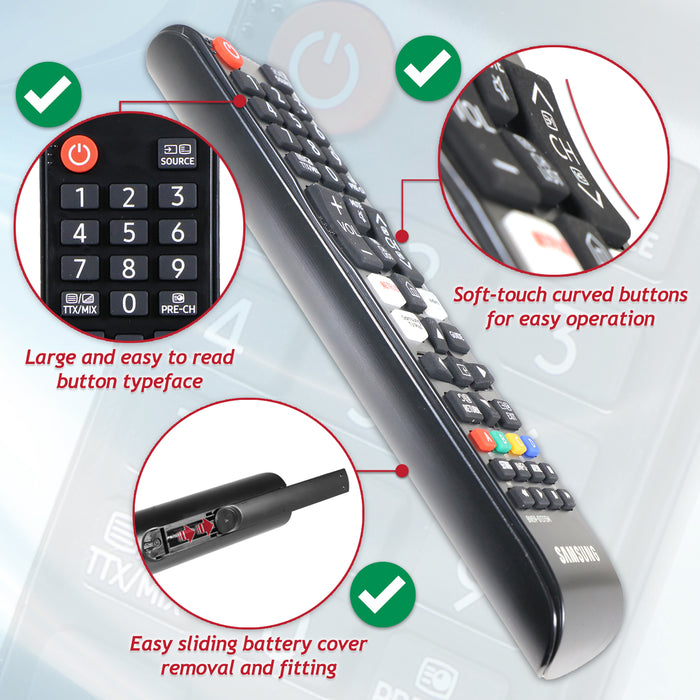 Samsung Smart TV Remote Control BN59-01315B GQ GU QE UE Series 1080p 4K QLED UHD Television Controller