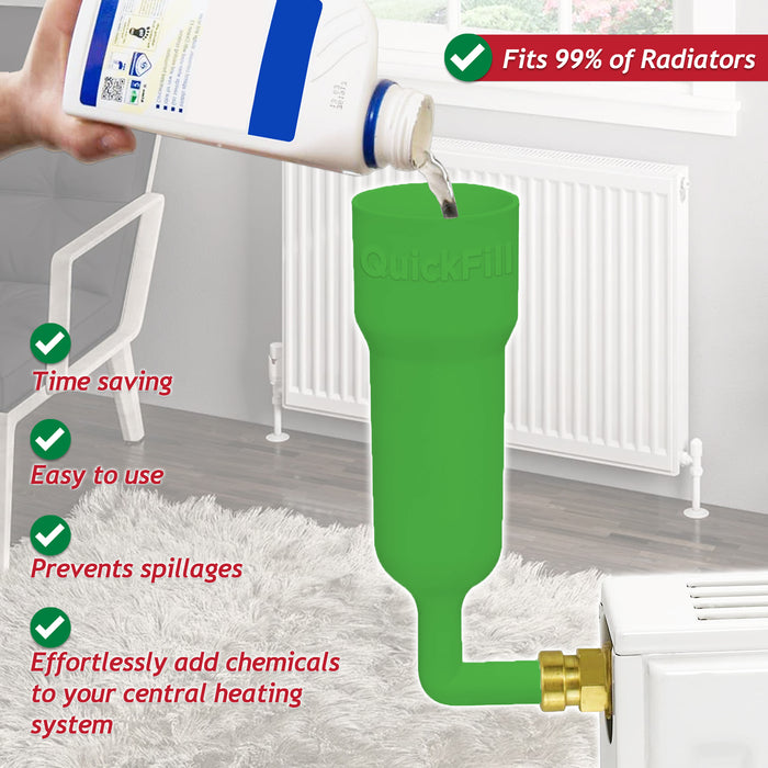 Central Heating Inhibitor Concentrate Liquid (500ml Bottle) + Radiator Dosing Funnel Tool + Draining Tub