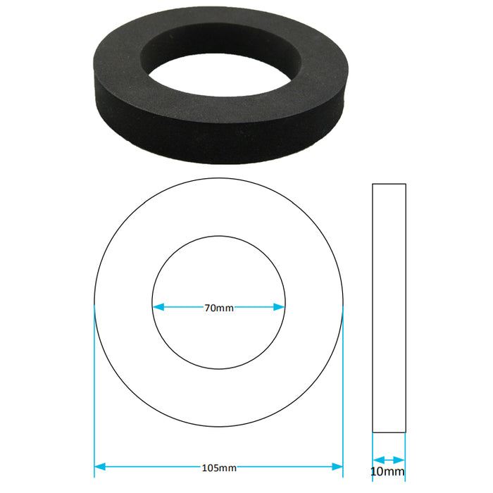 Toilet Cistern Seal Kit 100mm M6 Bolt Through 1.5" Rubber Dome 2" Foam Washer Set