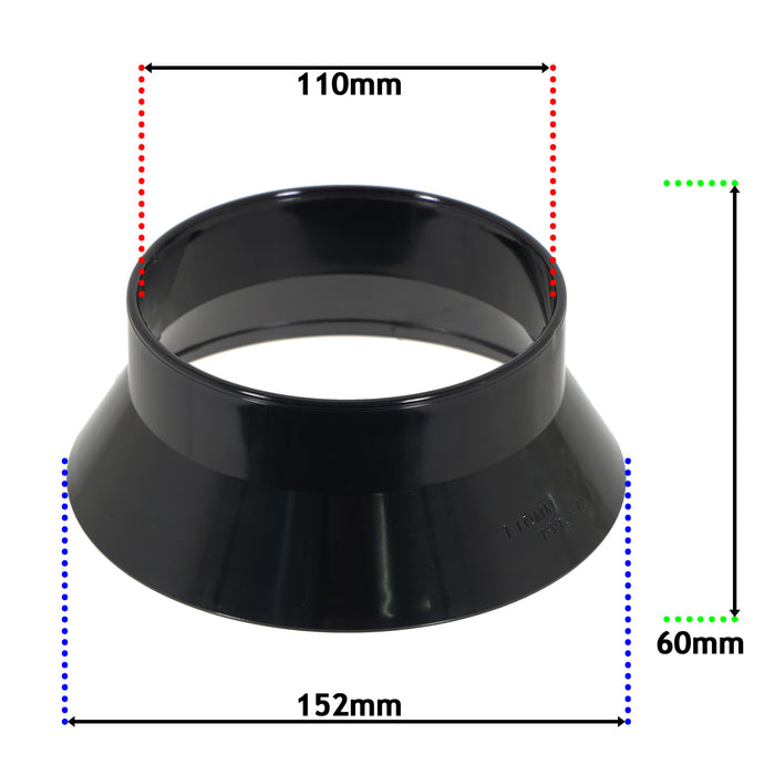 110mm Weathering Collar Soil Solvent Weld Pipe Roof Vent Sleeve Weather Skirt (Black)