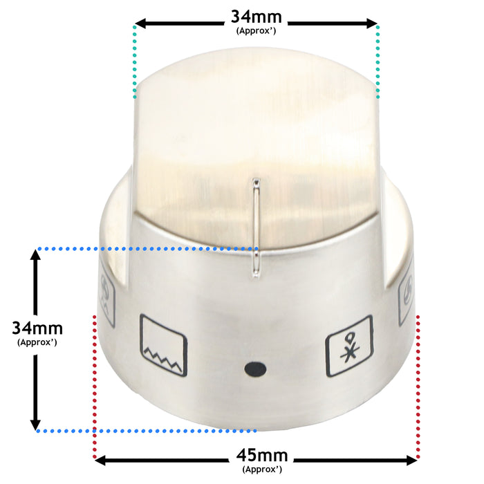 Oven Control Knob Function Selector Switch For Belling Cooker Hob (Pack of 1, Silver)
