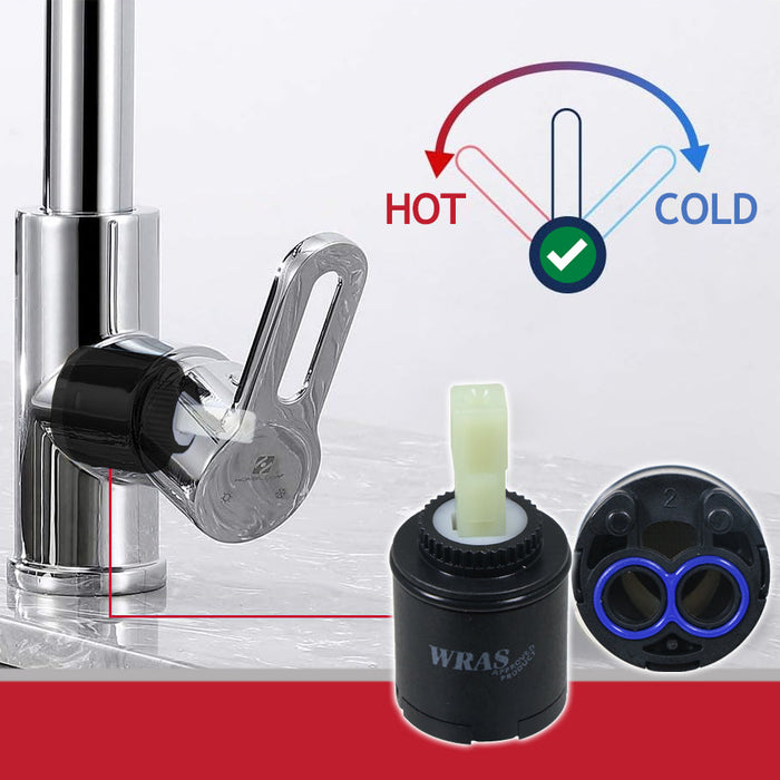 Mixer Tap Cartridge 30mm Single Monobloc Sink Basin Bath Hot Cold Water Valve (Pack of 2)