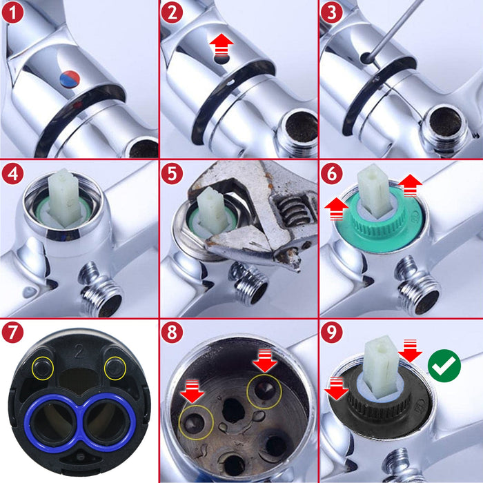 Mixer Tap Cartridge 30mm Single Monobloc Sink Basin Bath Hot Cold Water Valve (Pack of 2)
