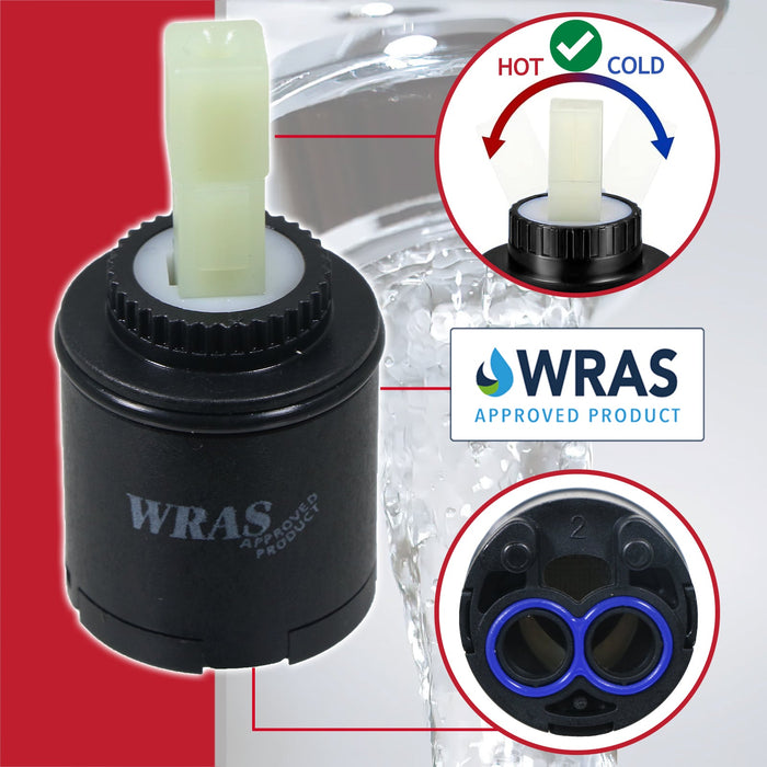Mixer Tap Cartridge 30mm Single Monobloc Sink Basin Bath Hot Cold Water Valve (Pack of 2)