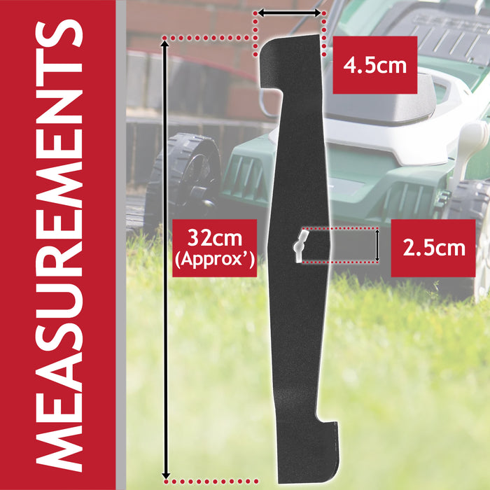 Metal Blade for Aldi Ferrex 1200W SLM32F-ZE Lawnmower 32cm Powder Coated Steel Grass Cutter