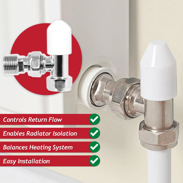 Self Balancing TRV Kit 15mm Thermostatic Radiator Valve Lockshield Heating Temperature Regulating Flow Control Set