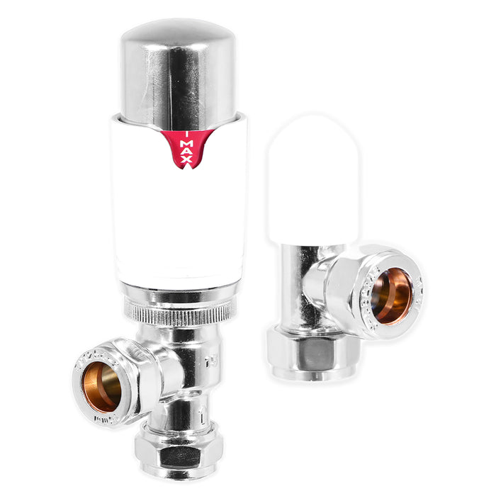 Self Balancing TRV Kit 15mm Thermostatic Radiator Valve Lockshield Heating Temperature Regulating Flow Control Set