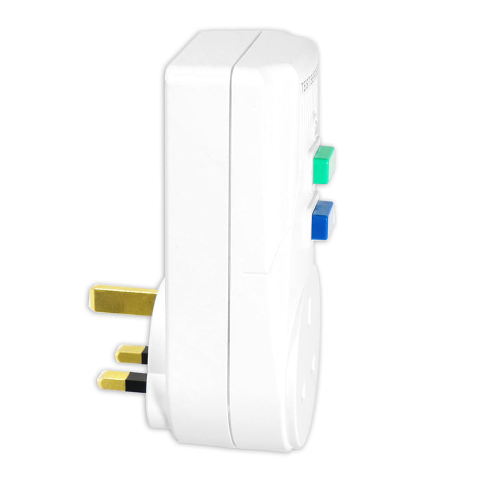 RCD Safety Plug Single Socket Circuit Breaker Electrical Power Trip Switch Adaptor (13A, 230-240V 50Hz, UK 3-Pin)