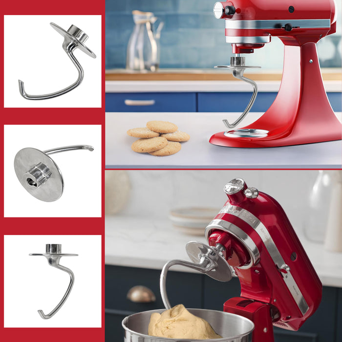 Beater Whisk Dough Hook for KitchenAid Stand Mixer KSM100 KSM103 KSM110 KSM5TH3PSS Type 3 Piece Stainless Steel Set