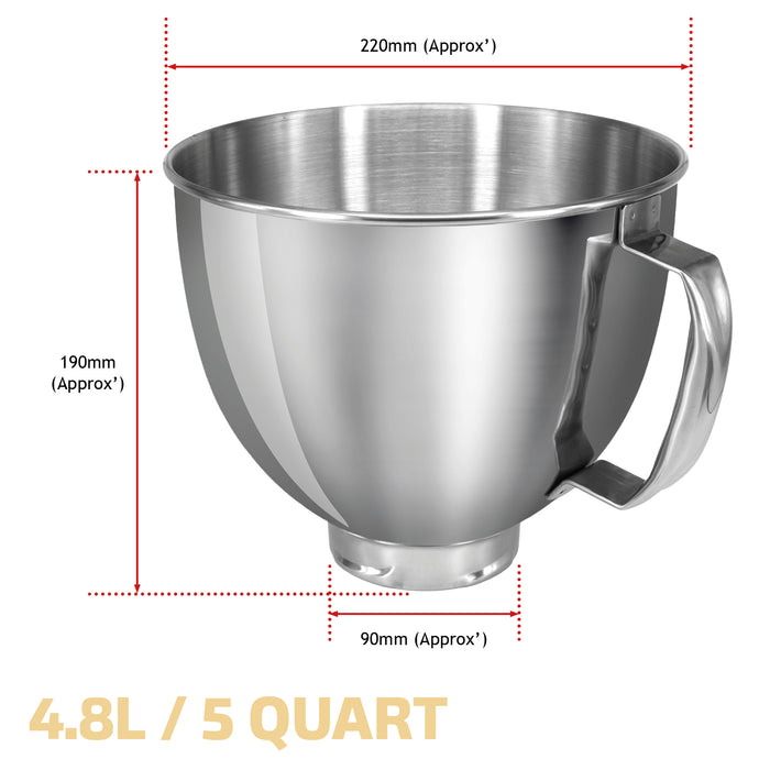 Bowl for KITCHENAID Mixer 4.8L K5THSBP Stainless Steel Tilt-Head K45SS KSM1 KSM9
